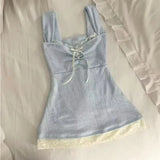 Purpdrank  Lace Bow Y2K Versatile Tank Top Summer New Women Fashionable Sweet Versatile Multiple Styles Comfortable Skin Friendly Camisole