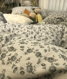 Purpdrank  European american rustic beding set,single double gray cotton twin full queen home textile flat sheet pillow case duvet cover