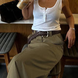 Purpdrank  Women's 2025 new temperament commuting sense of luxury, simple and versatile skirt, slit high-waisted hip long skirt