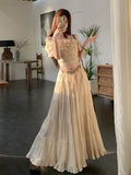 Purpdrank  French Style Summer Elegant Women 2 Piece Set Y2k Ruffle Off Shoulder Crop Top High + Waist A-line Long Skirt Female Outfits New