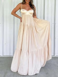 Purpdrank  Fashion Off Shoulder Hollow Guest Dress Leather Patchwork Pleated Evening Dress Sexy Lady V-neck Sleeveless Suspender Long Dress
