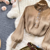 Purpdrank - Autumn Winter Women Two Piece Sets Stand Collar Puff Sleeve Ruffled Tops and Empire Slim Skirt with Belt Office Lady Suits