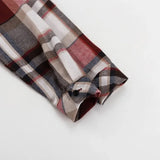 Purpdrank  Vintage Long Sleeves Pocket Blouses Collared Casual Tops 2025 Plaid Shirts for Women Spring Autumn Ruffle Button Down Shirts