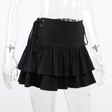 Purpdrank  Side Bandage Slim Fit High Waist Mini Skirt Cascading Ruffles Patchwork A-line Skirts Summer New Hottie 2000s Y2k Faldas Mujer