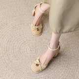 Purpdrank - Mid Heels Chunky Bow Sandals Fashion Marie Jane Women Shoes 2023 Summer New Trend Sexy Party Dress Lolita Casual Mujer Zapatos