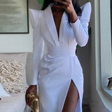 Purpdrank  Elegant Y2K Long Puff Sleeve V Neck High Waist Slit Evening Graduation Dress Autumn Corset Party Dress for Women