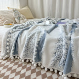 Purpdrank  1pc two-color jacquard star velvet Dream Talk ball blanket,  comfortable and breathable, dopamine color series, festival gift