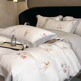 Purpdrank  Luxury Digital Printing Flowers and Plants Bedding Set Lyocell Eucalyptus Fiber Soft Silky Duvet Cover Bed Sheet Pillowcase 4Pcs