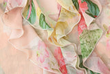 Purpdrank  Fashion Semi Sheer Floral Print Wood ears Ruffles V neck Pullover Shirt Women Full Flare Sleeve Loose Chiffon Blouses Tops