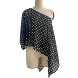Purpdrank  Asymmetrical Polka Dot Chiffon Top Off Shoulder Loose Pullover