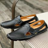 Purpdrank  Men Summer Loafers Breathable Driving Shoes Cool Moccasins Hollow Out Male Lazy Shoes Leisure Walk Men Sandals