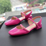 Purpdrank - Mary Jane Flats Vintage Square Toe Buckle Band Women Casual Loafers Flat Shoes Woman Ballerina Slip On Shallow Solid Moccasins