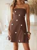 Purpdrank  Women Summer Strapless Elegant Mini Dress, Holiday Fashion Sleeveless Chic Party Dress, New Simple Backless Ladies Dress Vestido