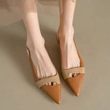 Purpdrank  Summer NewFashion able Pointed Leather Face Color Block Light Mouth Women's Comfortable Sandals for External Wearing autumn