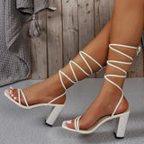 Purpdrank  New Summer Elegant Strap Solid Color Square Toe High Heels Open Toe Fashion Sexy Banquet Women's Shoes Wedding Bridesmaid Shoes