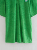 Purpdrank  Women's Terry Cloth Dress Green T-Shirt Collar Loose Fit Casual Spring Summer Maxi Dress