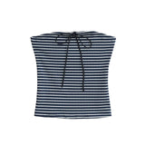Purpdrank  Sexy Contrast color Striped Strapless Rib Knitted Bow Tank Top Women Skinny Crop Top Stretch Camisole 4 colors oatmeal gray