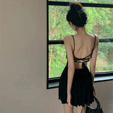 Purpdrank  Ballet Style Black Suspender Dress for Women's Summer Spicy Girl Backless Sexy Short Mini Vestidos De Mujer Fashion Club Dress