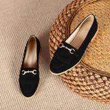 Purpdrank  Casual Woman Shoe Female Footwear Metal Chain British Style Round Toe Fringe Shallow Mouth Dress Buckle Preppy Tassel Big Size R