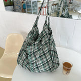 Purpdrank  Colorful Plaid Shoulder Bags for Women Large Capacity Portable Ladies Tote Underarm Bag Travel Outdoor Female Casual Handbags