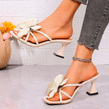 Purpdrank  Designer Butterfly-knot Women Slippers Elegant Thick High Heel Shoes Ladies Outdoor Dress Street Style Slides