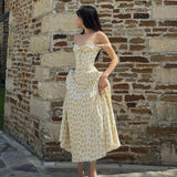 Floral Print Sleeveless Fashion Summer Dress 2024 New Vacation Party Casual Clothes Y2K Streetwear Elegant Evening Dress