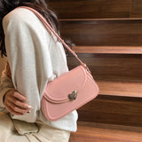 Purpdrank  Loving Heart Buckle Crossbody Bags For Women Luxury Designer Handbags Silver Color Small Shoulder Underarm Phone Bag