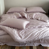 Purpdrank  600TC Washed Lyocell Soft Bedding Set Single Double Queen King Size Duvet Cover Set Bed Sheet/Fitted Sheet Pillowcases 3/4Pcs
