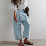 Purpdrank  Women Vintage Harlan Jeans Elegant Chic Elastic High Waist Straight Harem Denim Cargo Pants 2025 Loose Baggy Trousers Streetwear