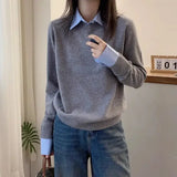 Purpdrank  Ladies Polo Collar Knitted Sweater Autumn Season Overhead Style Slimming Base Layer Top Lazy Fashion Korean Trend