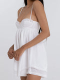 Purpdrank   Sexy White Spliced Embroidery Lace Bra Corset style Mini Dress Women Backless Party Skater Short Sling Robe Holiday