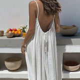 Purpdrank  New Women Strapless Backless Loose Loungewear Dress Skin Friendly Comfortable Home Spaghetti Strap Solid Color Plus Size Dress