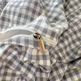 Purpdrank  Cute Cartoon Embroidery Stripe Bedding Set Washed Cotton Soft Four Piece Sets Pillowcase Duvet Cover Set 200x230cm Home Textiles