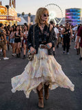 Purpdrank   Boho Beach Irregular Long Skirts for Women Chiffon Printed Summr Skirt Gypsy Retro Elastic Waist A-line Loose Falda Mujer