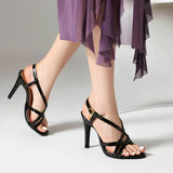 Purpdrank  Summer Sexy Ladies Sandals Open Toe Stiletto 9cm High Heel Buckle Strap Size 43 44 45 Party Women Shoes