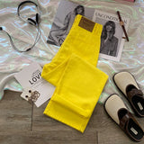 Purpdrank  Fashion Lemon Yellow Jeans Women High Waist Straight Loose Full Trousers 2025 New Autumn Trendy Wide Leg Denim Pants