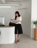 Purpdrank  Summer Vintage High Waist Women's Wide Leg Shorts 2025 New Solid Single Button Casual Loose Office Half Pants Female
