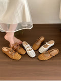 Purpdrank  Summers Cover Toe Weave Women Slippers Elegant Comfortable Slip On Slingback Mules Slides Shoes