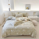 Purpdrank  Princess Style Bedding Sets Ruffle Lace Quilt Cover Romantic Print Bedclothes Bedroom Decor Woman Girl Duvet Cover Home Textiles