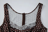 Purpdrank  New Brown Polka Dot Print Lace Spliced Cami Dress Women Summer Sexy Sleeveless Slim High Waist Mini Beach Party Dress
