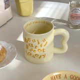 Purpdrank  Ceramic English Alphabet Mug with Irregular Handle Coffee Cup Cute Couple Drinkware Coffee Milk Mug Creative Festival Gifts