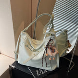 Purpdrank  Retro Large Capaci Tote Bag Women's Spring 2025 Faionable Casual Bapa Handbag Soft PU Leather Single oulder Strap