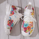 Purpdrank  Floral Print Women's Knitted Sneakers Summer 2025 New Breathable Air Mesh Casual Shoes Woman Light Weight Walking Sports Flats