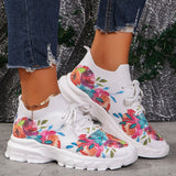 Purpdrank  Floral Print Women's Knitted Sneakers Summer 2025 New Breathable Air Mesh Casual Shoes Woman Light Weight Walking Sports Flats