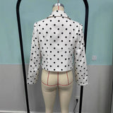 Purpdrank  Elegant Casual Women's Suit Coat with Bow Tie Decor Polka Dot Pattern Regular Sleeve Length Full Polyester Fiber