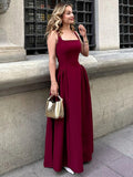 Purpdrank  Sleeveless Backless Bodycon Zipper Straps Pleated Long Dress Solid Sexy Elegant Maxi Dress Party Club Prom Summer Outfit