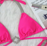 Purpdrank  Monocini Diamond Bow Micro Bikini Women Sexy Swimwear Bow Bandage Padded Swimsuit Women Bathing Suit Beachwear