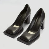 Purpdrank  Square Toe Chunky Mary Jane Shoes Women Shallow Strap Retro Women Shoes Designer Pumps Woman Spring Fall New Black High Heels