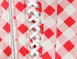 Purpdrank  Sexy Red Plaid Halter Collar Front Hook Buttons Slim Tank Top Women Bow Cross Bandage Lacing Up Back Zipper Camisole Summer Vest