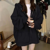 Purpdrank  Women's Oversize Loose Sweatshirt Coat Spring Autumn Outer Wear with Hood Printed Lazy Style Casual Fashionable